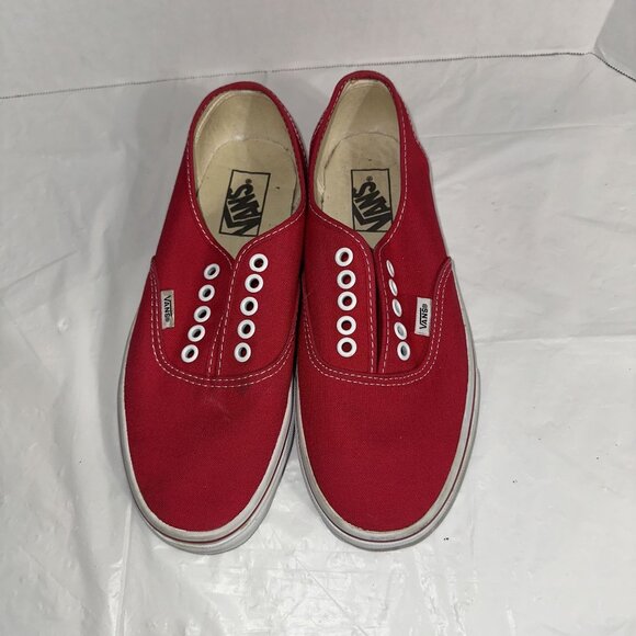 Vans Red Canvas Slip-On Shoes Mens Size 7 No Laces TB4R - Picture 3 of 7